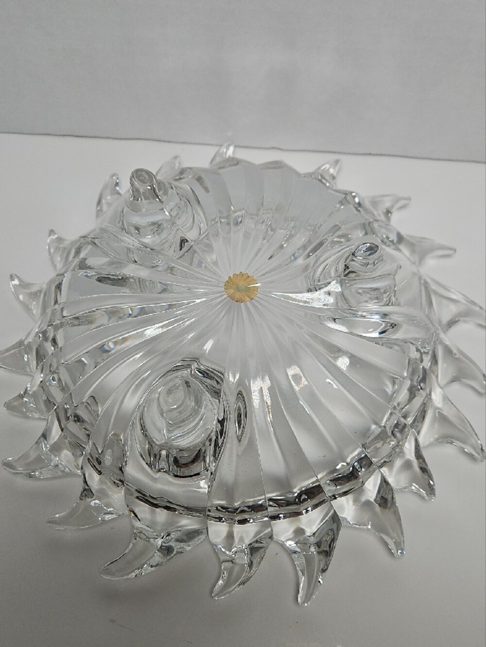 Vintage PartyLite Sunburst 24% Lead Crystal 3 Tapered Candle Holder - Picture 4 of 4